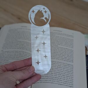 Pearly White Celestial Cat Acrylic Bookmark